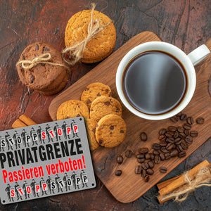 Privatgrenze Metallschild in 15x20 cm mit Spruch Passieren verboten