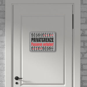Privatgrenze Metallschild in 15x20 cm mit Spruch Passieren verboten
