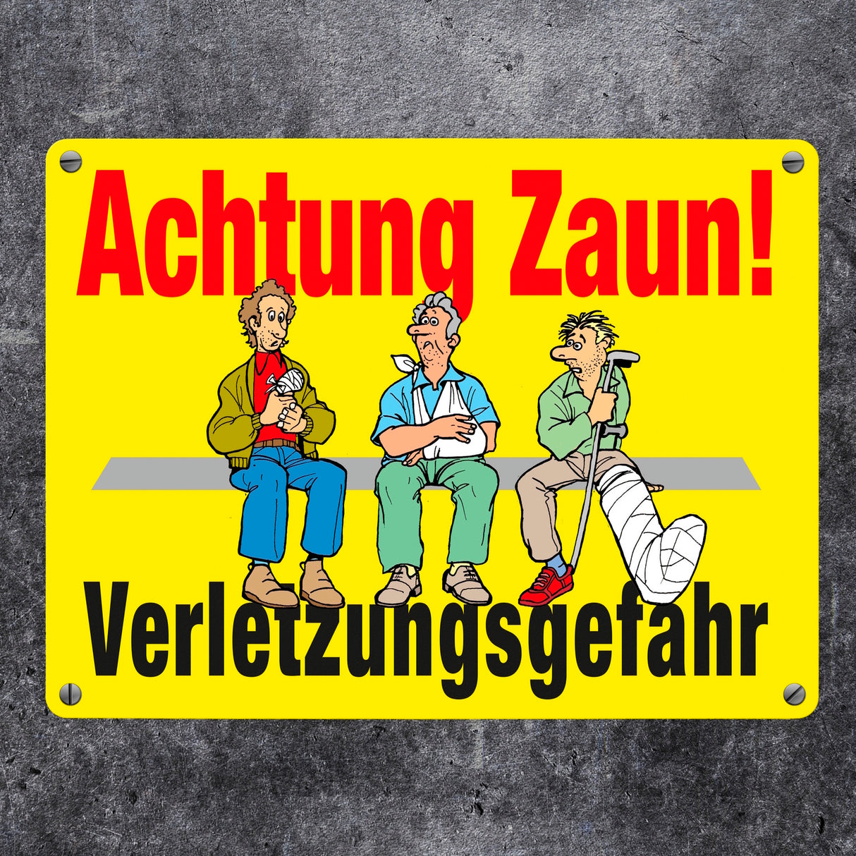 Achtung Zaun Metallschild in 15x20 cm mit Spruch Verletzungsgefahr