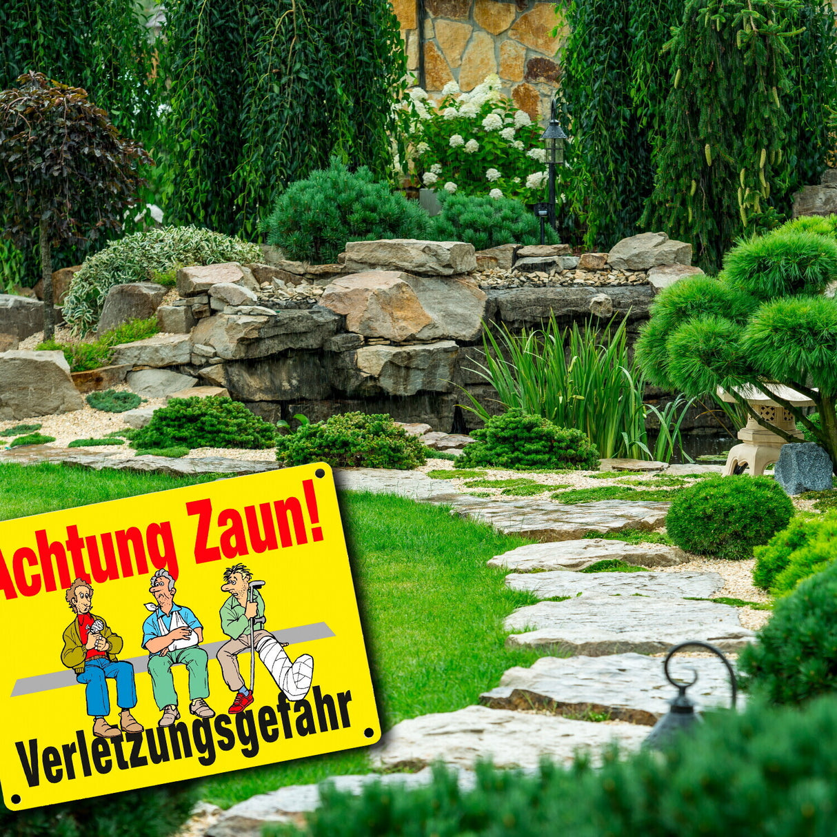 Achtung Zaun Metallschild in 15x20 cm mit Spruch Verletzungsgefahr
