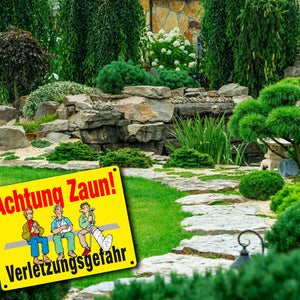 Achtung Zaun Metallschild in 15x20 cm mit Spruch Verletzungsgefahr