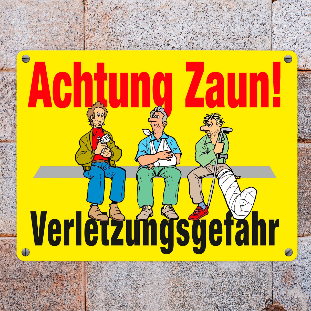 Achtung Zaun Metallschild in 15x20 cm mit Spruch Verletzungsgefahr