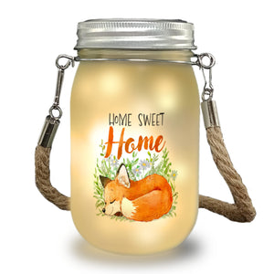 Fuchs im Aquarell-Stil Solarlicht mit Spruch Home Sweet Home