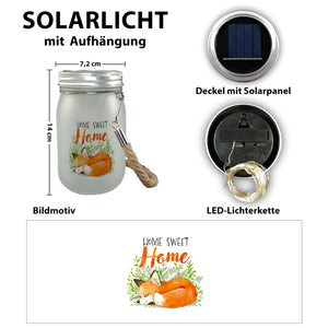 Fuchs im Aquarell-Stil Solarlicht mit Spruch Home Sweet Home