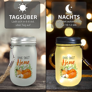 Fuchs im Aquarell-Stil Solarlicht mit Spruch Home Sweet Home