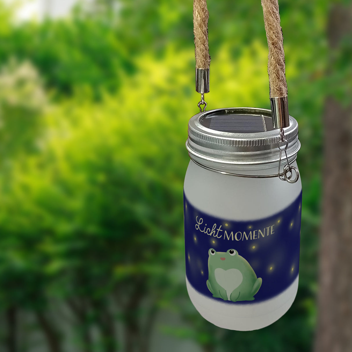 Frosch Solarlicht mit Spruch Lichtmomente