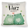 Frosch Kissen mit Spruch Du bist in mein Herz gehüpft