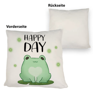 Frosch Kissen mit Spruch Happy Day