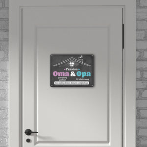 Pension Oma & Opa Metallschild in 15x20 cm mit Spruch Von zufriedenen Enkeln empfohlen