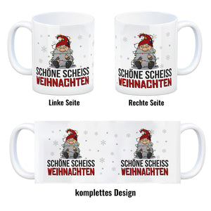Grimmiger Wichtel Kaffeebecher mit Spruch Schöne scheiß Weihnachten