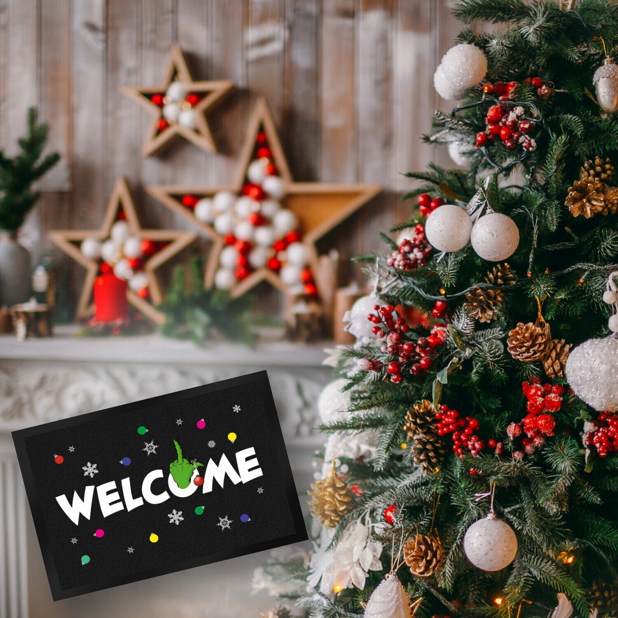 Welcome Fußmatte in 35x50 cm mit Spruch im Winterlook