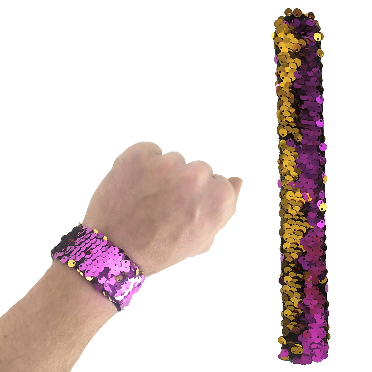 Pailletten Schnapparmband in lila-gold