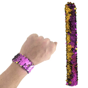 Pailletten Schnapparmband in lila-gold