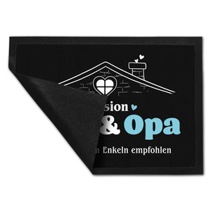 Pension Oma & Opa Fußmatte in 35x50 cm mit Spruch Von zufriedenen Enkeln empfohlen