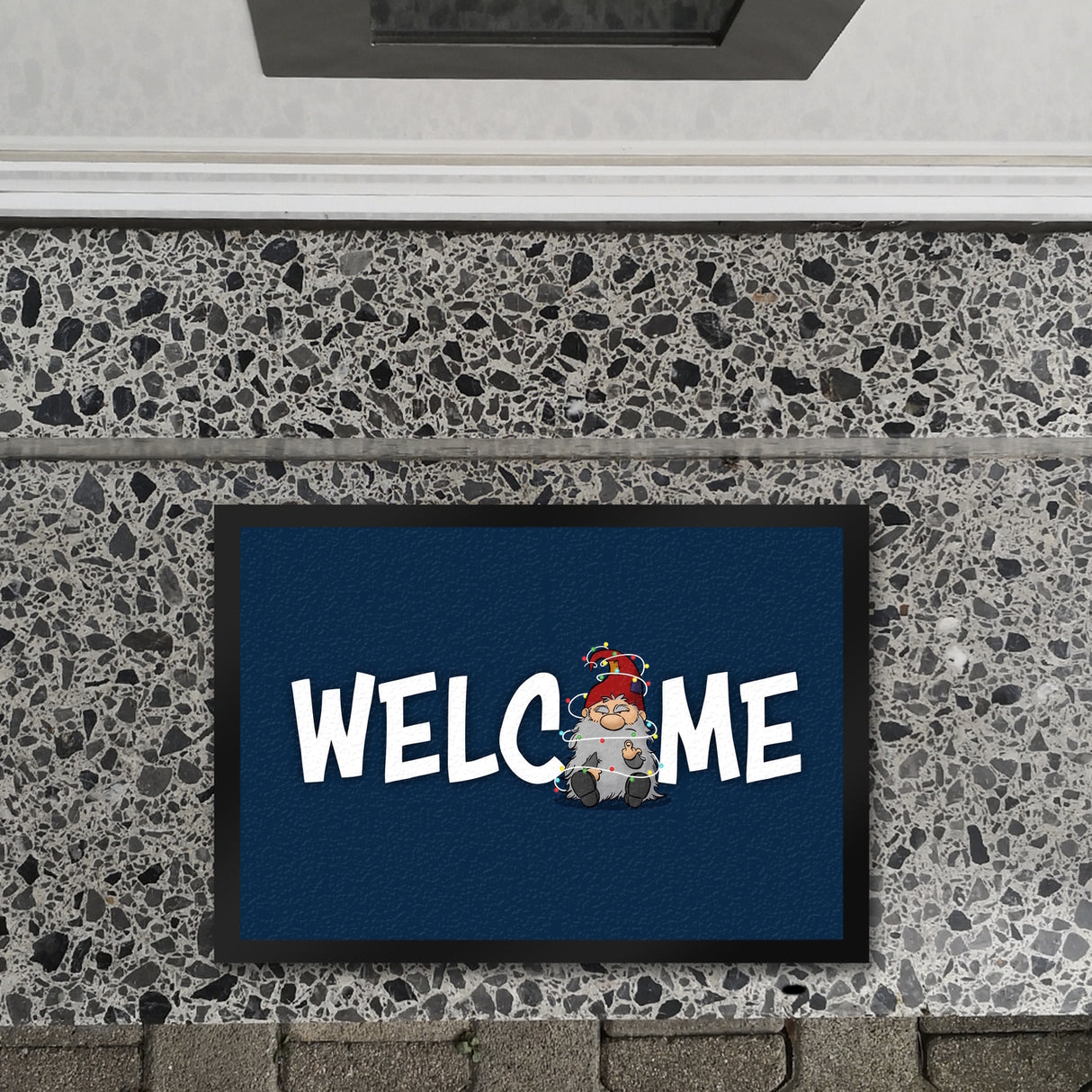 Grimmiger Wichtel Fußmatte in 35x50 cm mit Spruch Welcome