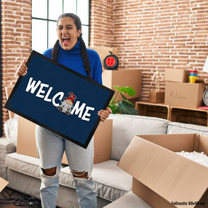 Grimmiger Wichtel Fußmatte in 35x50 cm mit Spruch Welcome
