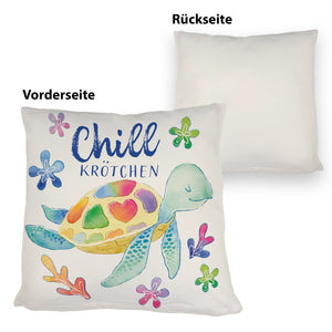 Schildkröte Kissen mit Spruch Chillkrötchen