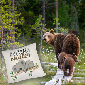 Schlafender Koala Kissen mit Spruch Auftragschiller