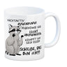 Ironischer Waschbär Kaffeebecher mit Spruch Scheiße das bin ich