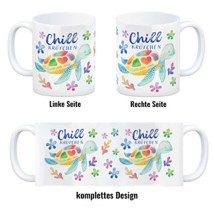 Schildkröte Kaffeebecher mit Spruch Chillkrötchen