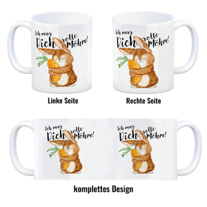 Hase Kaffeebecher mit Spruch Ich mag dich volle Möhre