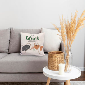 Kuh-Paar Kissen mit Spruch Zum Glück gibt es dich