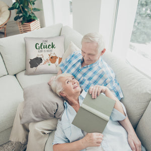 Kuh-Paar Kissen mit Spruch Zum Glück gibt es dich