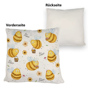 Pummel Biene Kissen mit Spruch Bee happy