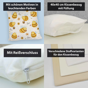 Pummel Biene Kissen mit Spruch Bee happy