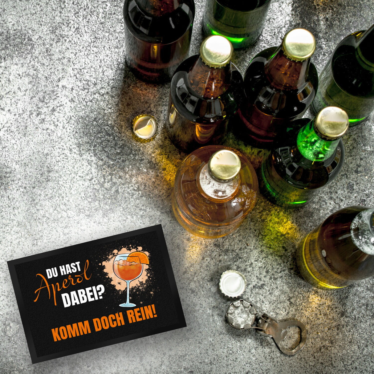 Cocktail Fußmatte in 35x50 cm mit Spruch Du hast Aperol dabei? Komm doch rein
