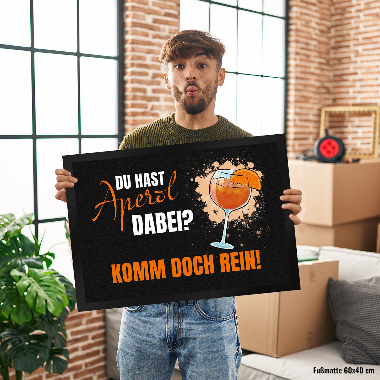 Cocktail Fußmatte in 35x50 cm mit Spruch Du hast Aperol dabei? Komm doch rein