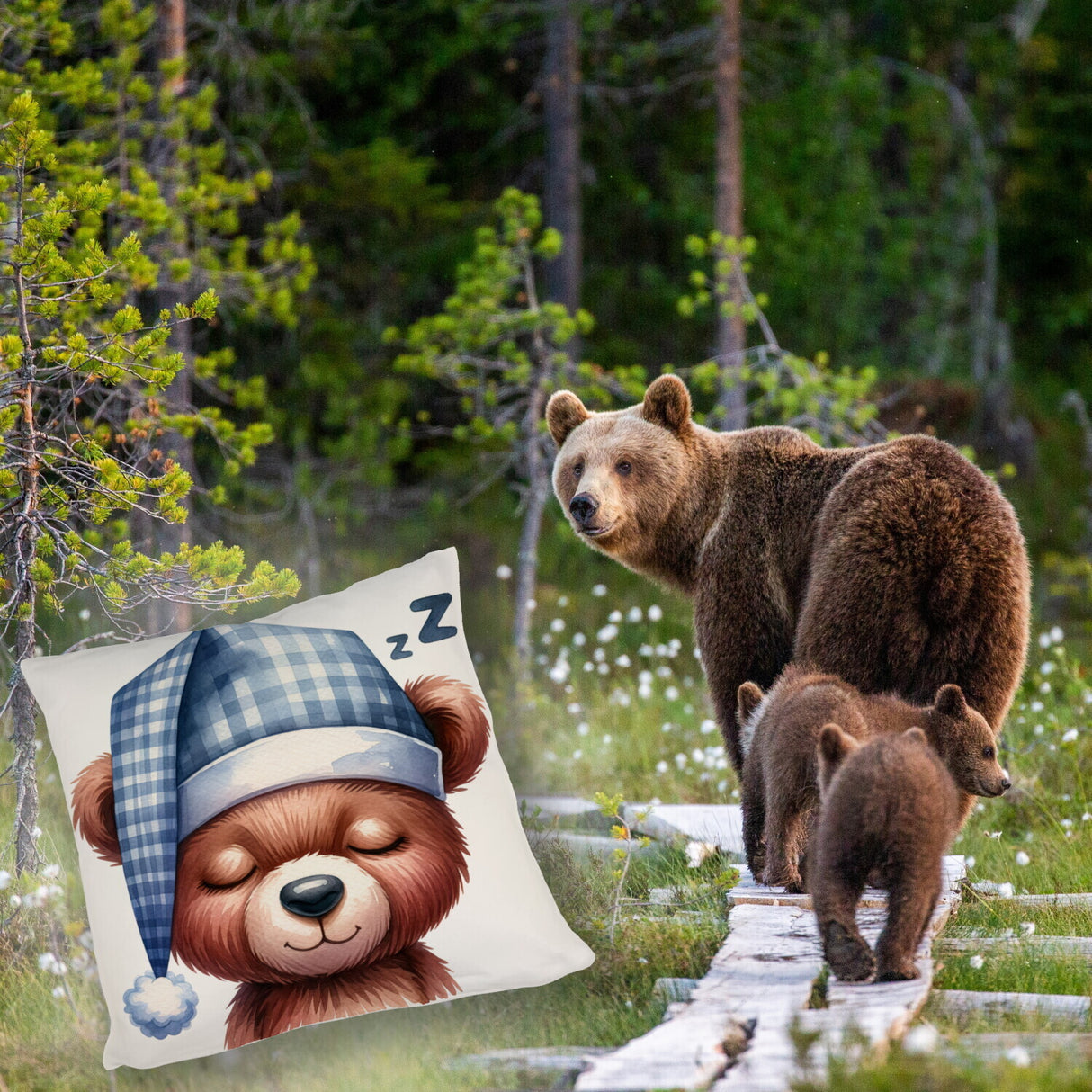Braunbär Kissen