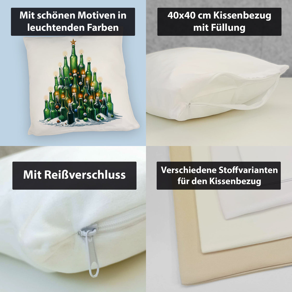 Weihnachtsbaum aus Bierflaschen Kissen