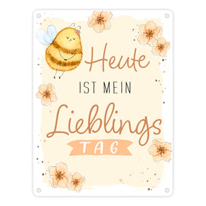 Pummel Biene Metallschild in 15x20 cm mit Spruch Heute ist mein Lieblingstag
