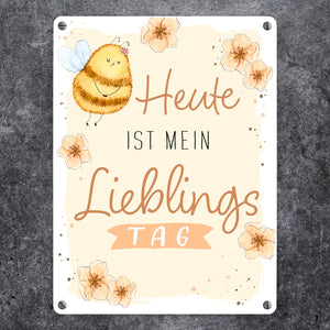 Pummel Biene Metallschild in 15x20 cm mit Spruch Heute ist mein Lieblingstag