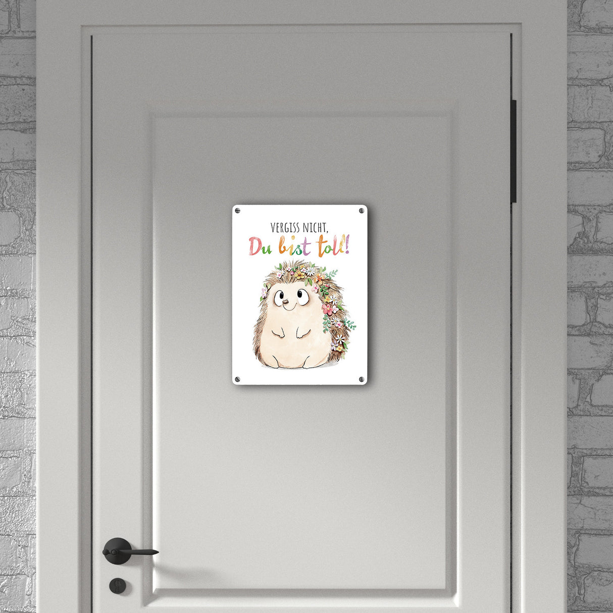 Igel Metallschild in 15x20 cm mit Spruch Vergiss nicht Du bist toll
