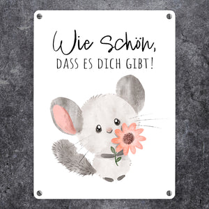 Chinchilla Metallschild in 15x20 cm mit Spruch Wie schön dass es dich gibt