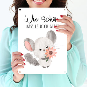 Chinchilla Metallschild in 15x20 cm mit Spruch Wie schön dass es dich gibt