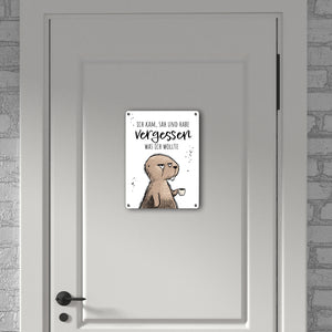 Biber Metallschild in 15x20 cm mit Spruch Kam, sah, habe vergessen