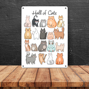 Hall of Cats Katzen Metallschild in 15x20 cm