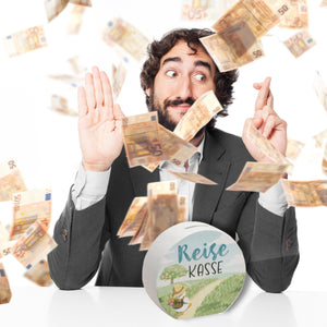 Ente auf Reisen Spardose mit Spruch Reisekasse