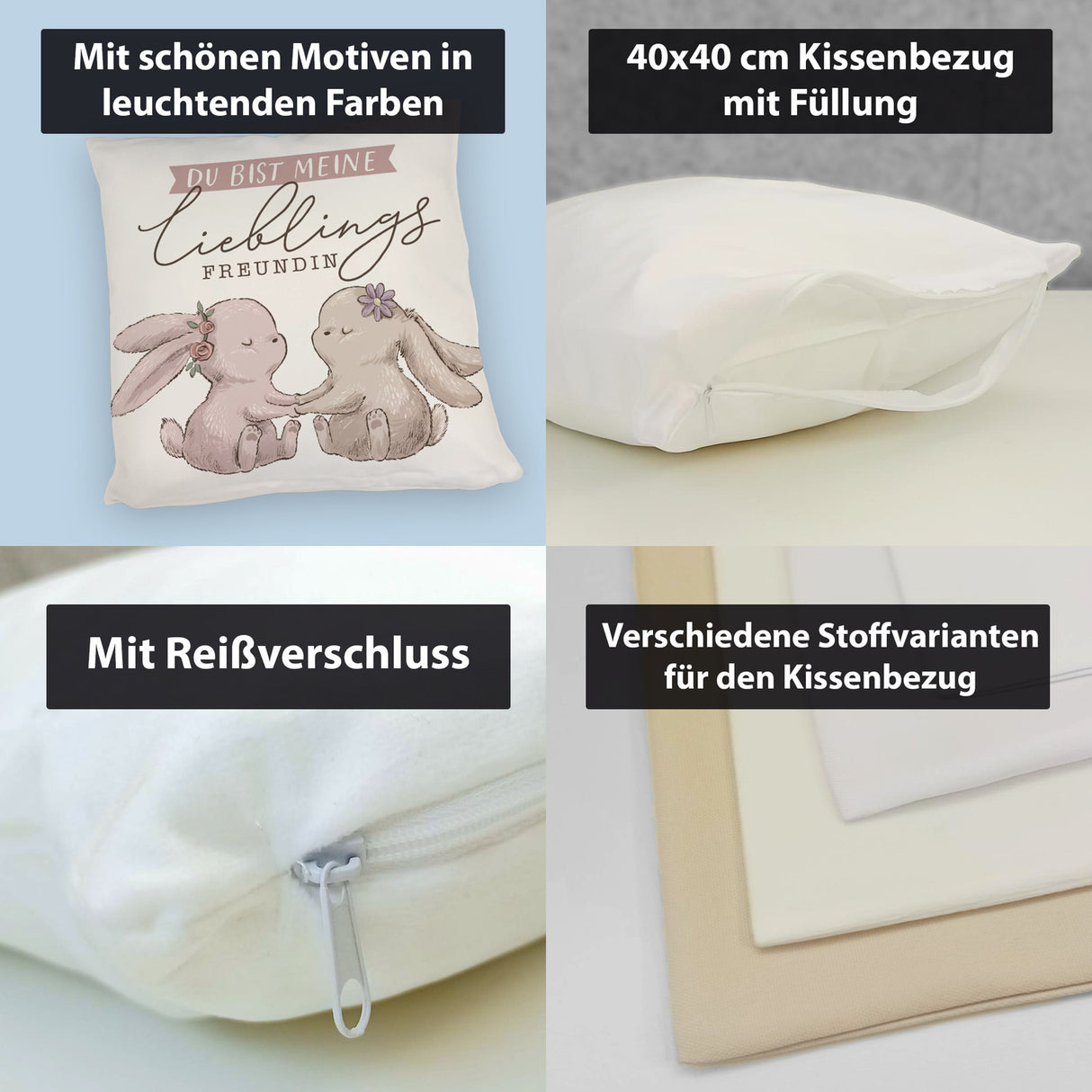Hasen Kissen mit Spruch Du bist meine Lieblingsfreundin