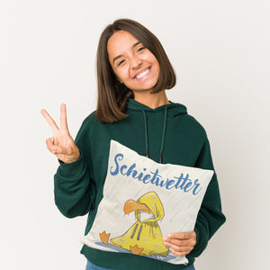 Möwe Kissen mit Spruch Schietwetter