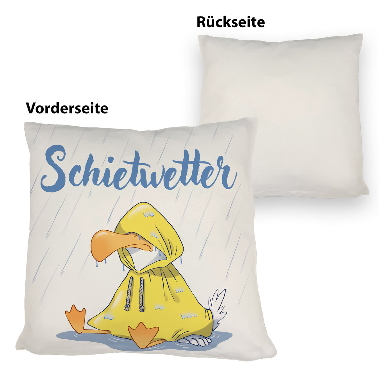 Möwe Kissen mit Spruch Schietwetter