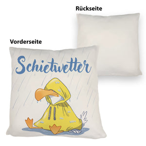 Möwe Kissen mit Spruch Schietwetter
