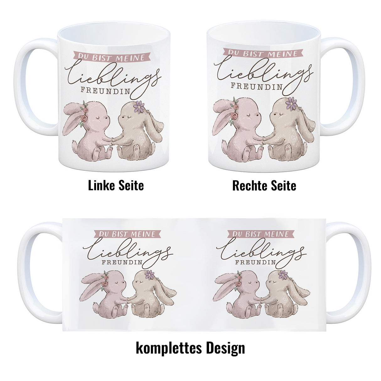 Hasen Kaffeebecher mit Spruch Du bist meine Lieblingsfreundin