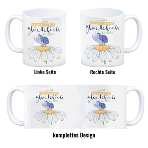 Käfer Kaffeebecher mit Spruch und vergiss nicht glücklich zu sein