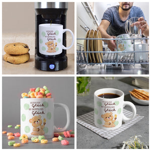 Bär Kaffeebecher mit Spruch Geteiltes Glück ist doppeltes Glück