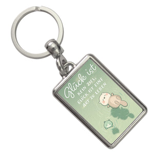 Otter und Frosch Schlüsselanhänger mit Spruch Glück ist Lebensweise kein Ziel