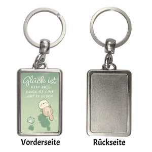 Otter und Frosch Schlüsselanhänger mit Spruch Glück ist Lebensweise kein Ziel
